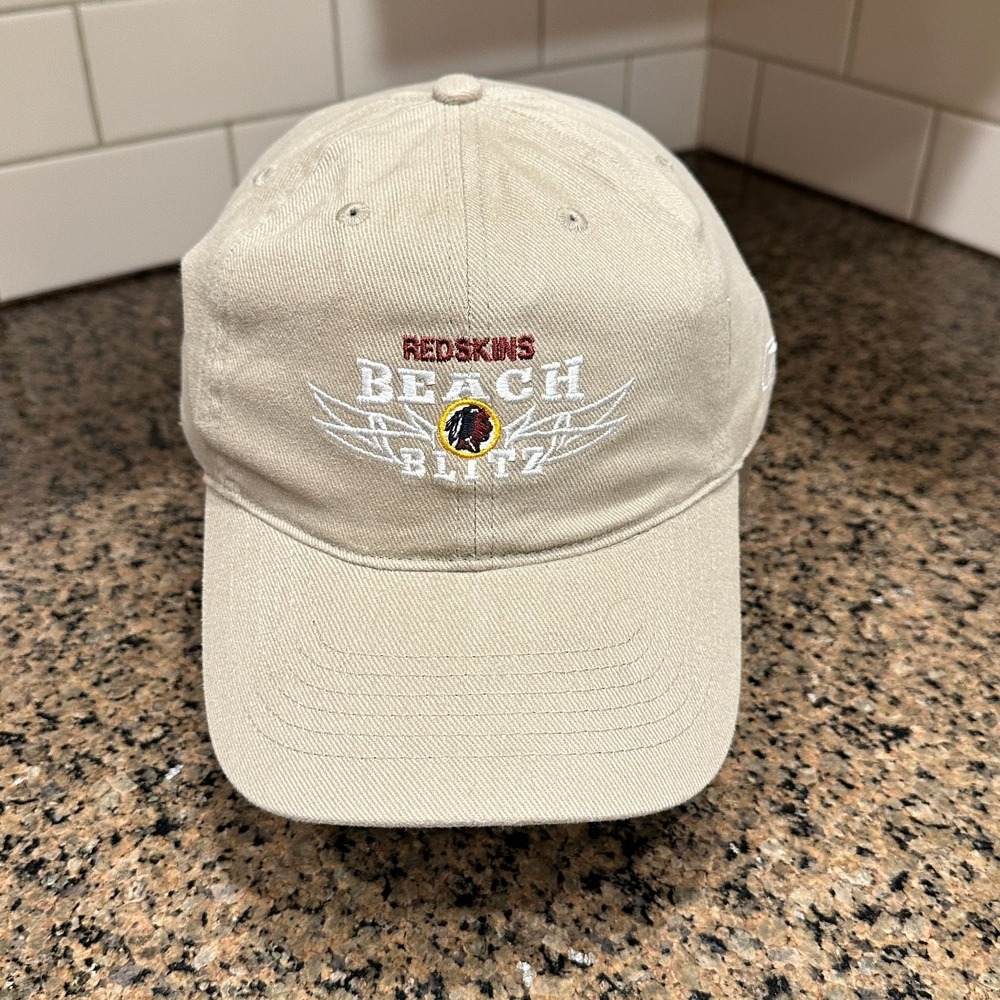 Vtg Redskins Reebok Beach Blitz Baseball Cap Adjustable Tan NFL Deadstock New